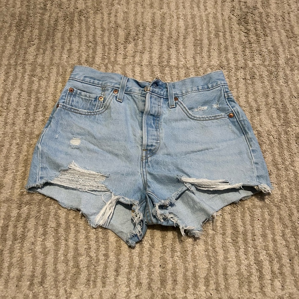 Levi’s high waisted distressed jeans